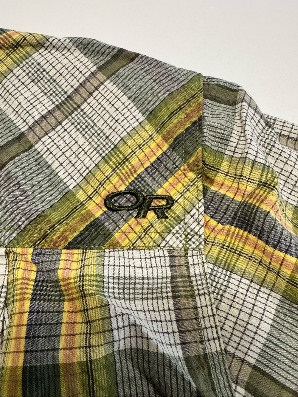 Outdoor Research Growler S/S Shirt Mens S Green Plaid Nylon Hiking Tech Gorpcore - Picture 7 of 10